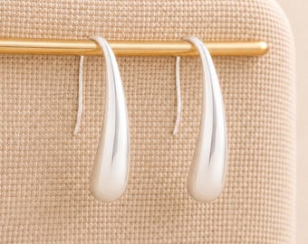 Sterling Silver Plated Molten Teardrop Earrings