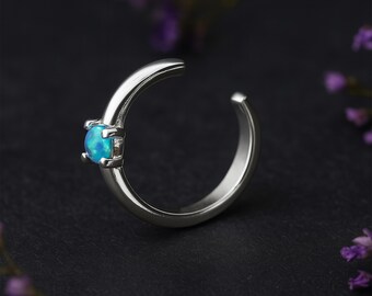 Sterling Silver Blue Opal Ear Cuff