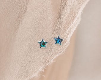 4mm Sterling Silver Abalone Star Stud Earrings