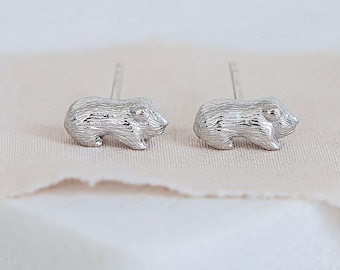 Sterling Silver Baby Guinea Pig Stud Earrings