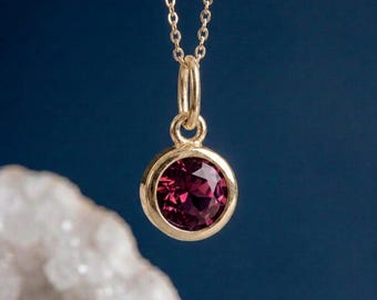 Tiny Personalised February Amethyst Birthstone Pendant Necklace In Gold Plated Sterling Silver