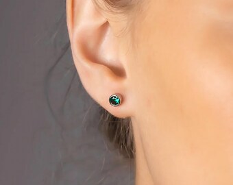 Gold Plated Sterling Silver May Birthstone Stud Earrings – 7mm