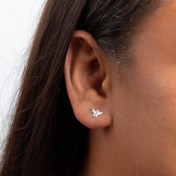 Orecchini Disney Bambina Orecchini A Perno In Argento Sterling 925 - Con Fiore E Ape Asimmetrici, Regalo Per Donne, Ragazze, Compleanno Orecchini Bimba Anallergici