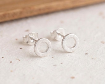 Personalised Textured Open Karma Circle Stud Earrings in Sterling Silver