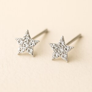 Kleine Sterling Silber glitzernde Stern-Ohrstecker
