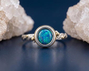Molten Sterling Silver Opal Engagement Ring