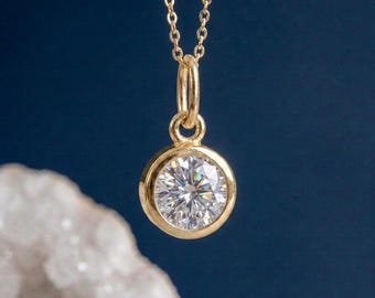 Tiny Personalised April Birthstone Pendant Necklace In Gold Plated Sterling Silver