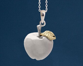 Personalised Sterling Silver Teachers Apple Necklace