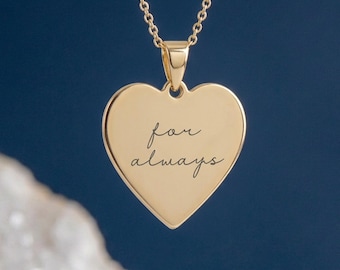 Personalised Heart Pendant Necklace In Solid 9ct Gold
