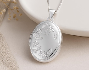 Personalised Sterling Silver Flower Locket
