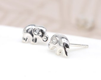 Sterling Silver Baby Elephant Stud Earrings