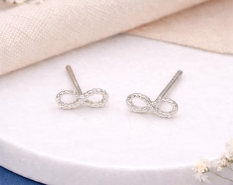 Sterling Silver Infinity Stud Earrings – 3mm x 8mm