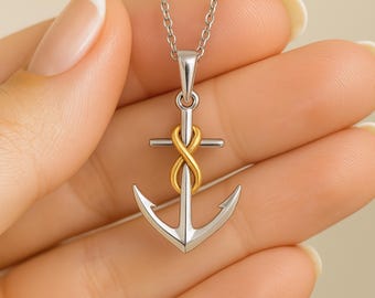 Personalised Sterling Silver Infinity Anchor Necklace