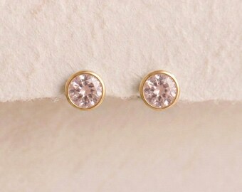 June Alexandrite Birthstone Stud Earrings In Gold Plated Sterling Silver