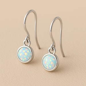 Sterling Silber Weißer Opal Tropfen Ohrringe