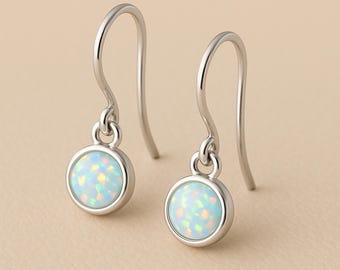 Sterling Silver White Opal Drop Earrings