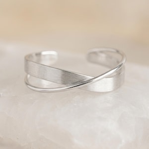 Adjustable Crossover Cuff Bangle With Sterling Silver Plating