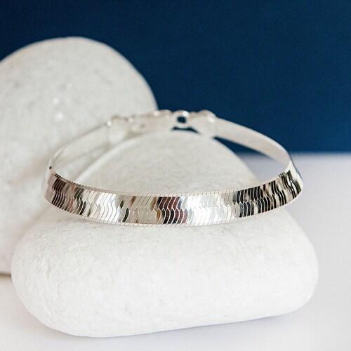 925 Sterling Silver Herringbone Necklace Flex Layering Chain Etsy