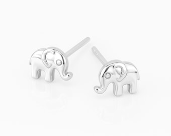 Sterling Silver Lucky Elephant Stud Earrings – 8mm
