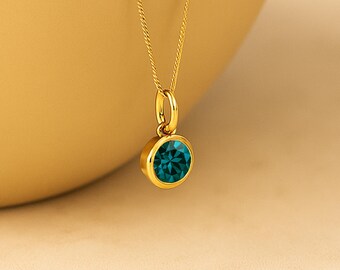 Personalised Gold Plated Sterling Silver December Blue Topaz Birthstone Necklace