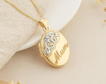Personalised Solid 9ct Gold Oval Mum Locket