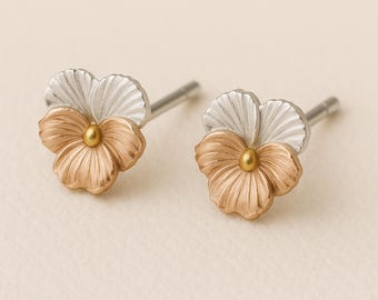 Sterling Silver February Birth Flower Violet Stud Earrings