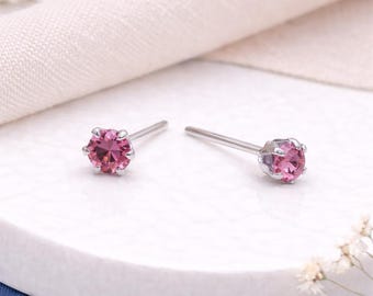 Sterling Silver Alexandrite Micro Stud Earrings – 3mm