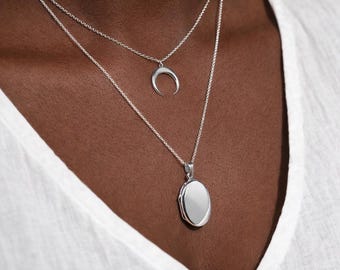 Collana con ciondolo ovale classico in argento sterling personalizzabile con foto