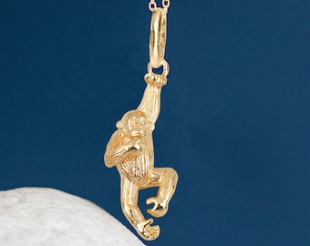 Personalised Gold Plated Sterling Silver Cheeky Monkey Necklace