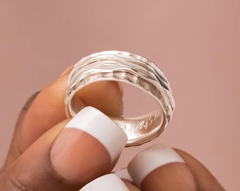 Personalised Sterling Silver Triple Spinner Ring – 8mm