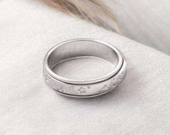 Personalised Sterling Silver Galaxy Spinner Ring