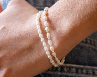Sterling Silver White Seed Pearl Bracelet