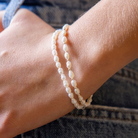 Sterling Silver White Seed Pearl Bracelet - Etsy