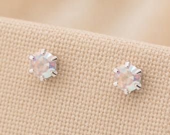 3mm Sterling Silver Aurora Crystal Stud Earrings