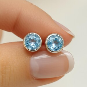 Sterling Silver Sky Blue Topaz Stud Earrings