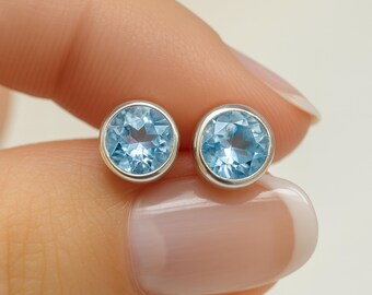 Sterling Silver Sky Blue Topaz Stud Earrings