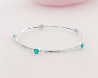 Sterling Silver Turquoise Gemstone Bangle