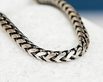 Oxidised Sterling Silver Snake Chain – 20in To 22in