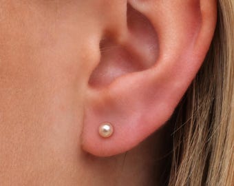 5mm Sterling Silver Pink Pearl Stud Earrings