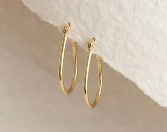 Oval Hoop Earrings in Gold Plated Sterling Silver