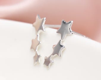 Sterling Silver Star Climber Earrings