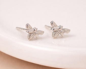 Sterling Silver Bee Stud Earrings – 10mm x 7mm