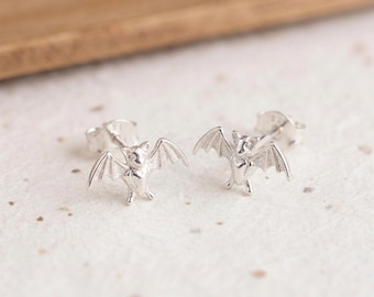 Bat Stud Earrings in Sterling Silver
