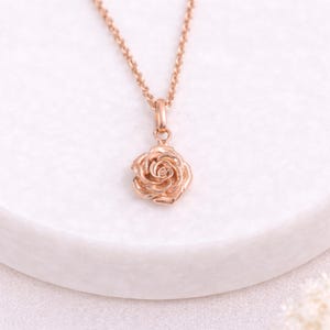 Collar personalizado con colgante de flor de nacimiento de junio en plata de ley chapada en oro rosa