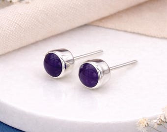 Sterling Silver Amethyst Stud Earrings – 6mm