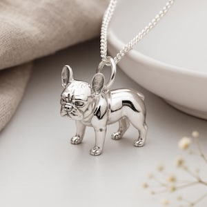 Sterling Silver French Bulldog Pendant: Personalized Dog Breed Necklace