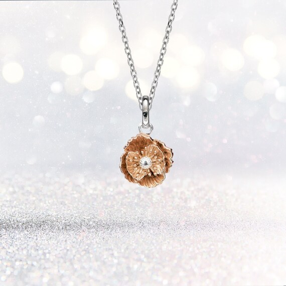Personalised Rose Gold Poppy Charm 