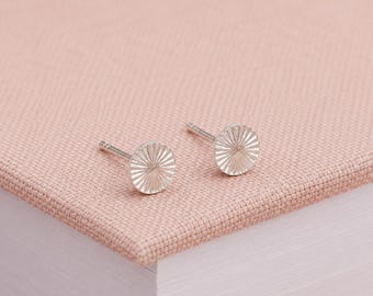 5mm Sterling Silver Textured Disc Stud Earrings