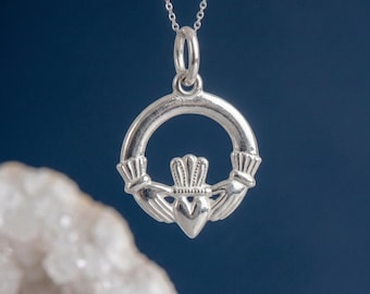Personalised Irish Claddagh Pendant Necklace in Sterling Silver