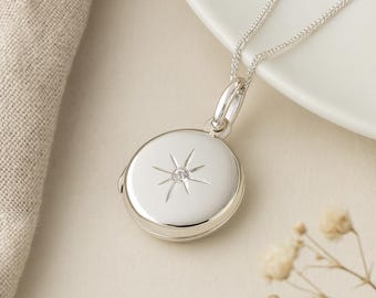 Personalised Sterling Silver April Birthstone Locket – Cubic Zirconia